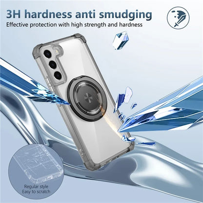 For Samsung Galaxy S22+ 5G Case PC+TPU Phone Cover Magnetic Ring Holder Kickstand