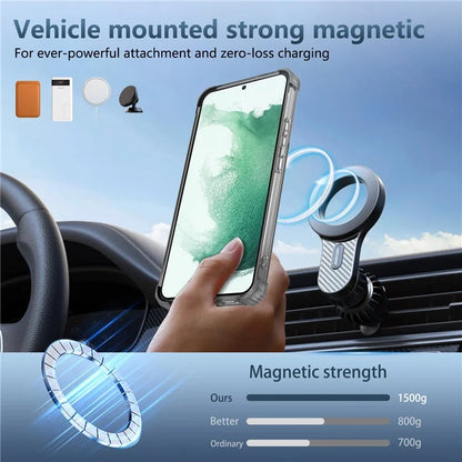 For Samsung Galaxy S22+ 5G Case PC+TPU Phone Cover Magnetic Ring Holder Kickstand