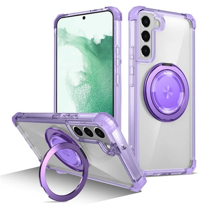 For Samsung Galaxy S22+ 5G Case PC+TPU Phone Cover Magnetic Ring Holder Kickstand
