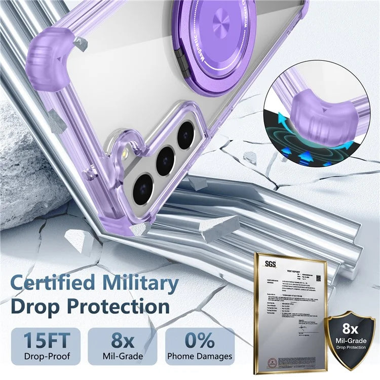 For Samsung Galaxy S22+ 5G Case PC+TPU Phone Cover Magnetic Ring Holder Kickstand