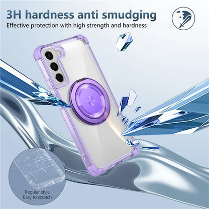 For Samsung Galaxy S22+ 5G Case PC+TPU Phone Cover Magnetic Ring Holder Kickstand
