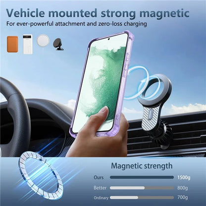 For Samsung Galaxy S22+ 5G Case PC+TPU Phone Cover Magnetic Ring Holder Kickstand