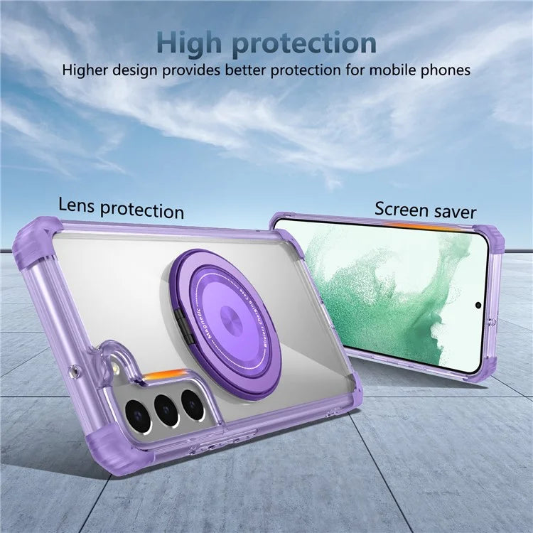 For Samsung Galaxy S22+ 5G Case PC+TPU Phone Cover Magnetic Ring Holder Kickstand