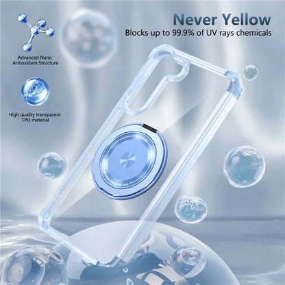 For Samsung Galaxy S23 Case  Magnetic Finger Grip Kickstand PC+TPU Clear Phone Cover