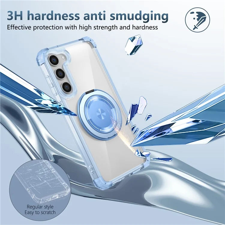 For Samsung Galaxy S23 Case  Magnetic Finger Grip Kickstand PC+TPU Clear Phone Cover