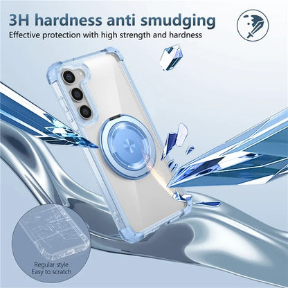 For Samsung Galaxy S23 Case  Magnetic Finger Grip Kickstand PC+TPU Clear Phone Cover