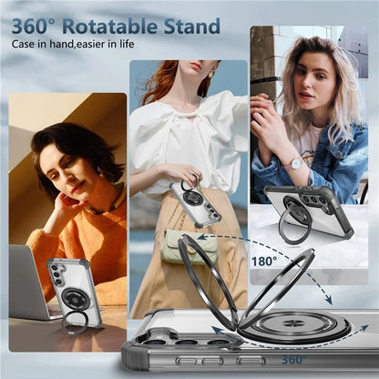 For Samsung Galaxy S23 Case  Magnetic Finger Grip Kickstand PC+TPU Clear Phone Cover