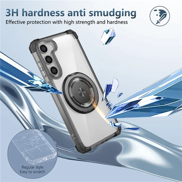 For Samsung Galaxy S23 Case  Magnetic Finger Grip Kickstand PC+TPU Clear Phone Cover
