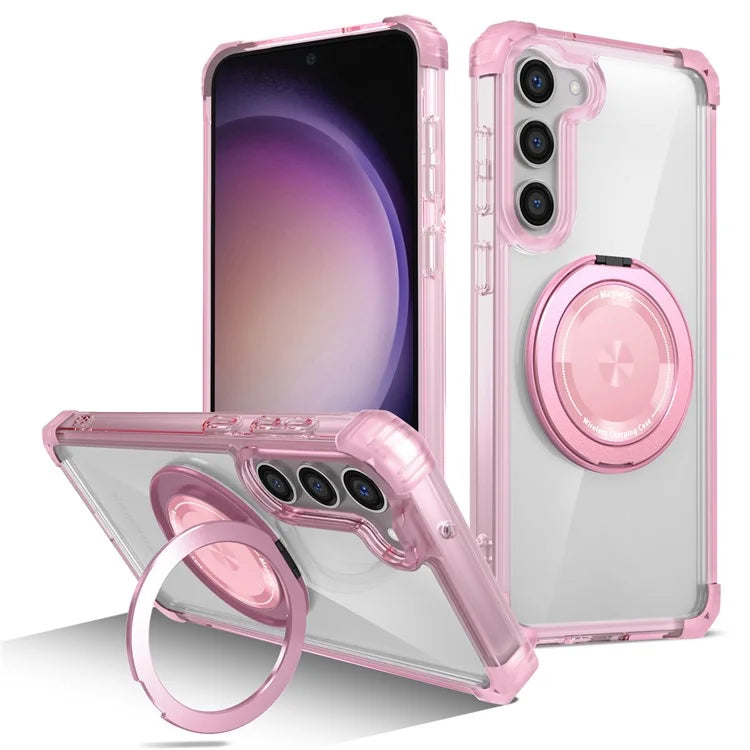 For Samsung Galaxy S23 Case  Magnetic Finger Grip Kickstand PC+TPU Clear Phone Cover