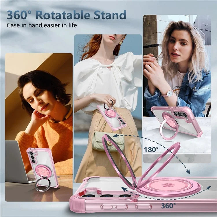 For Samsung Galaxy S23 Case  Magnetic Finger Grip Kickstand PC+TPU Clear Phone Cover