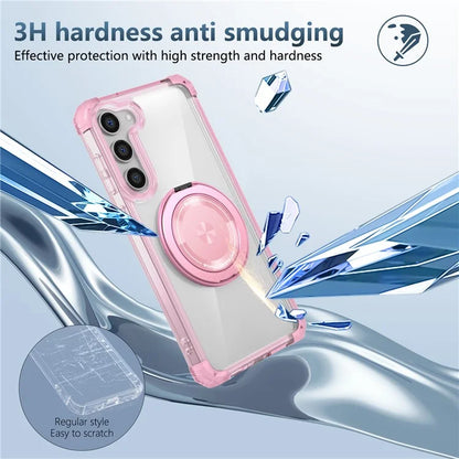 For Samsung Galaxy S23 Case  Magnetic Finger Grip Kickstand PC+TPU Clear Phone Cover