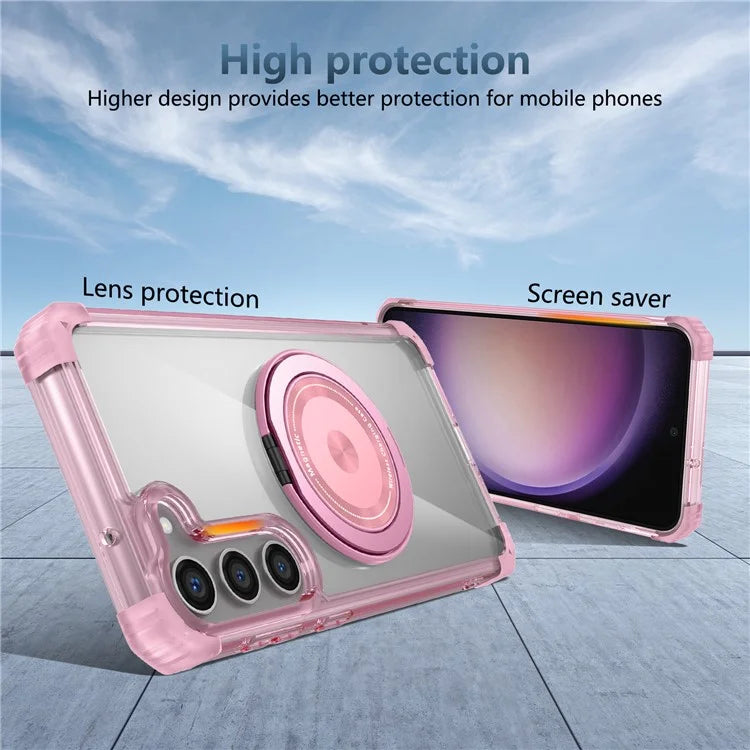 For Samsung Galaxy S23 Case  Magnetic Finger Grip Kickstand PC+TPU Clear Phone Cover
