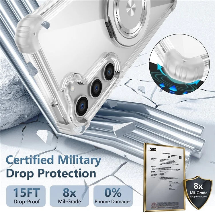 For Samsung Galaxy S23 Case  Magnetic Finger Grip Kickstand PC+TPU Clear Phone Cover