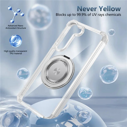 For Samsung Galaxy S23 Case  Magnetic Finger Grip Kickstand PC+TPU Clear Phone Cover