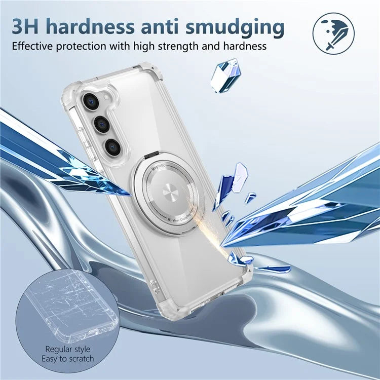 For Samsung Galaxy S23 Case  Magnetic Finger Grip Kickstand PC+TPU Clear Phone Cover