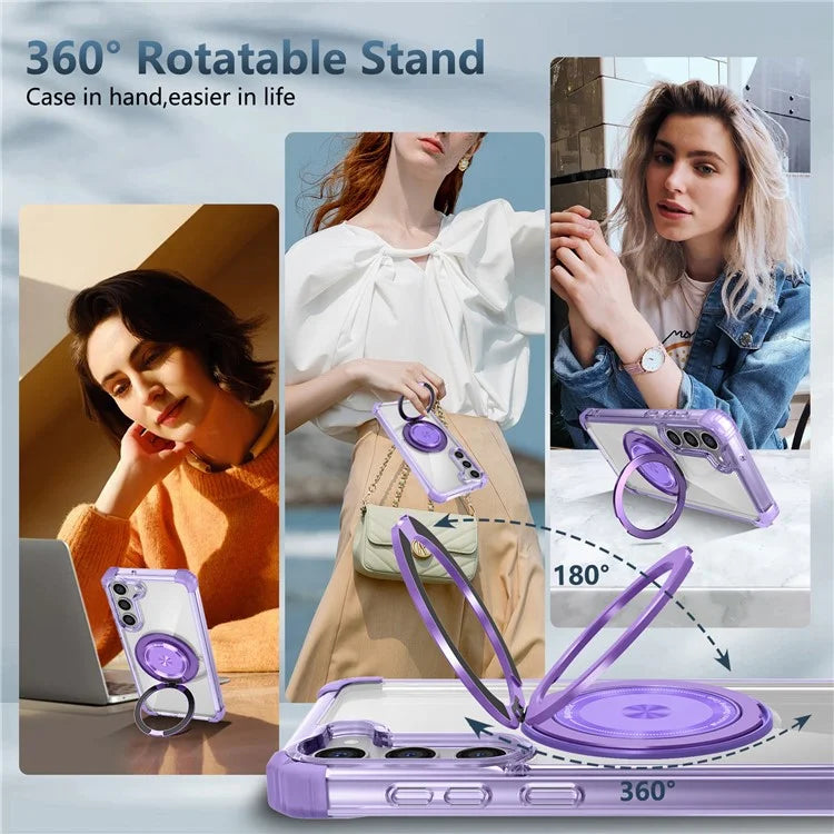 For Samsung Galaxy S23 Case  Magnetic Finger Grip Kickstand PC+TPU Clear Phone Cover