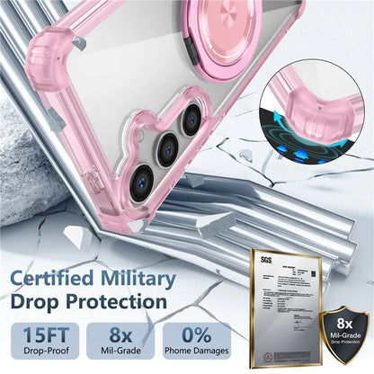 For Samsung Galaxy S24 Magnetic Case Compatible with MagSafe PC+TPU Phone Cover Kickstand