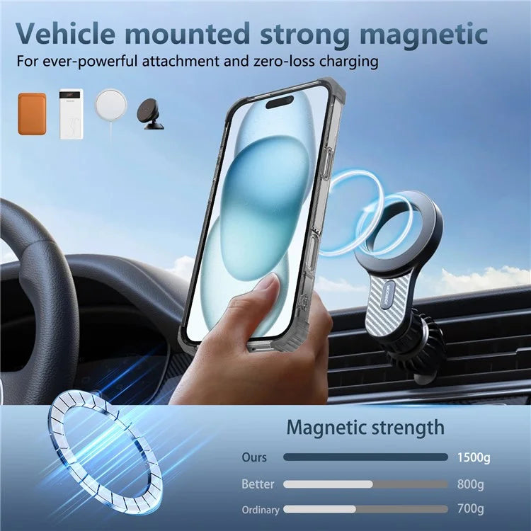 For iPhone 16 Case PC+TPU Phone Cover Rotating Magnetic Ring Holder Kickstand