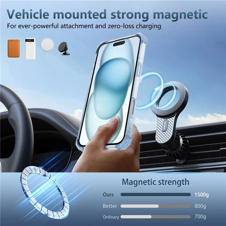 For iPhone 16 Case PC+TPU Phone Cover Rotating Magnetic Ring Holder Kickstand
