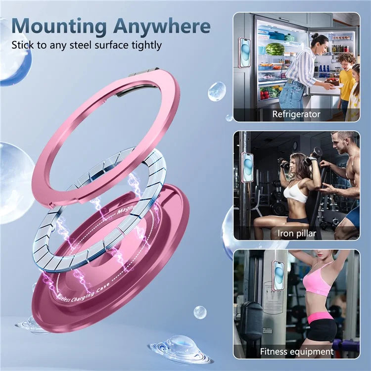 For iPhone 16 Case PC+TPU Phone Cover Rotating Magnetic Ring Holder Kickstand