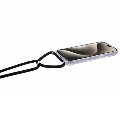 For iPhone 16 Case Reinforced Corners TPU+PC Clear Phone Cover with Lanyard