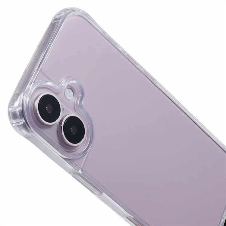 For iPhone 16 Case Reinforced Corners TPU+PC Clear Phone Cover with Lanyard