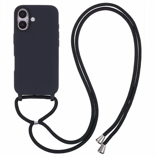 For iPhone 16 Case Soft TPU Phone Cover with Adjustable Lanyard