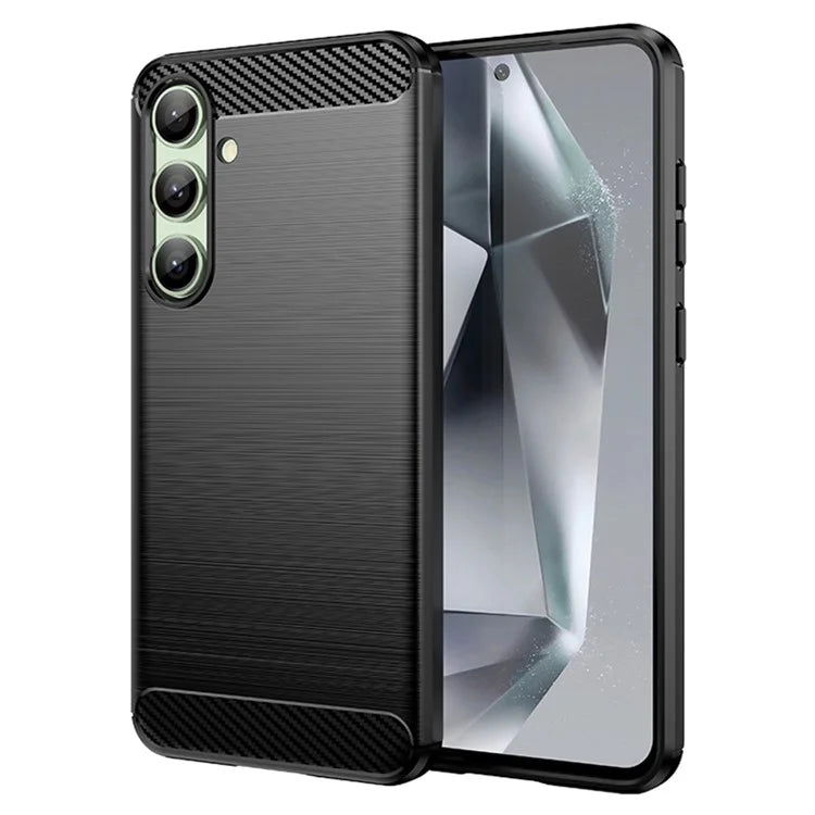 For Samsung Galaxy S24 FE Case Carbon Fiber Texture Brushed TPU Phone Cover