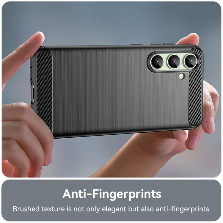 For Samsung Galaxy S24 FE Case Carbon Fiber Texture Brushed TPU Phone Cover