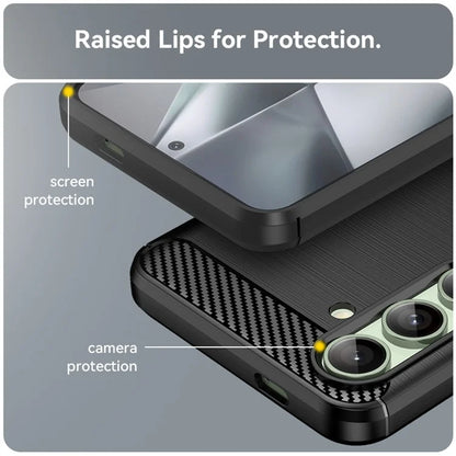 For Samsung Galaxy S24 FE Case Carbon Fiber Texture Brushed TPU Phone Cover