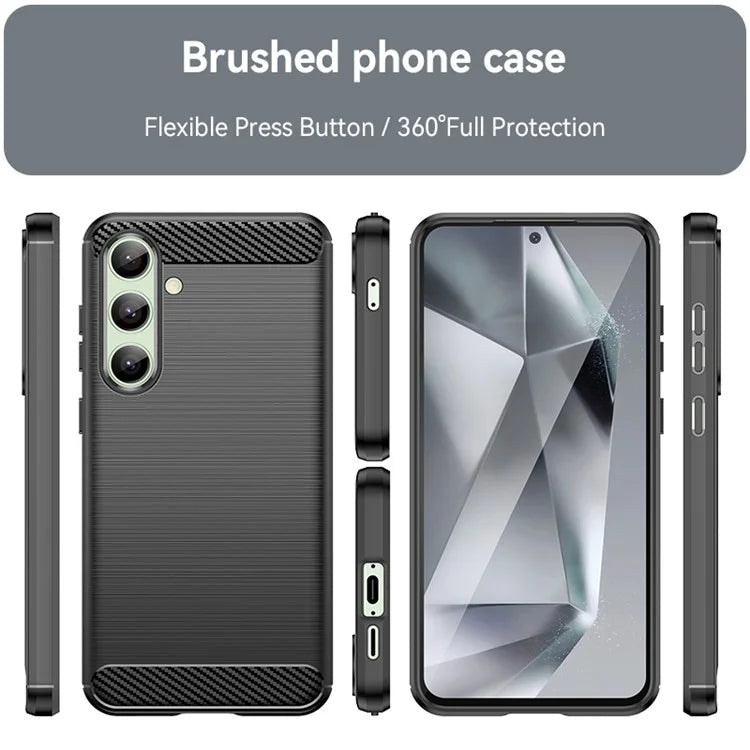 For Samsung Galaxy S24 FE Case Carbon Fiber Texture Brushed TPU Phone Cover