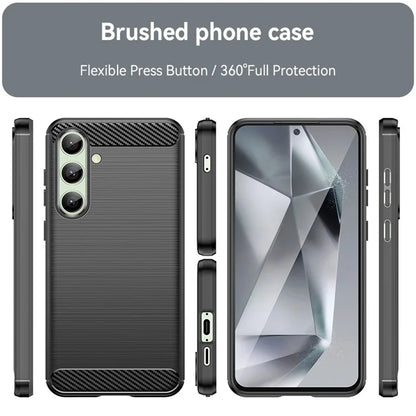For Samsung Galaxy S24 FE Case Carbon Fiber Texture Brushed TPU Phone Cover
