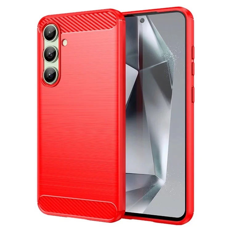 For Samsung Galaxy S24 FE Case Carbon Fiber Texture Brushed TPU Phone Cover