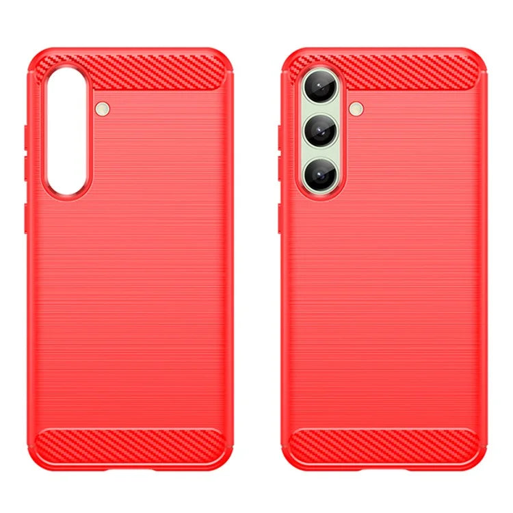 For Samsung Galaxy S24 FE Case Carbon Fiber Texture Brushed TPU Phone Cover