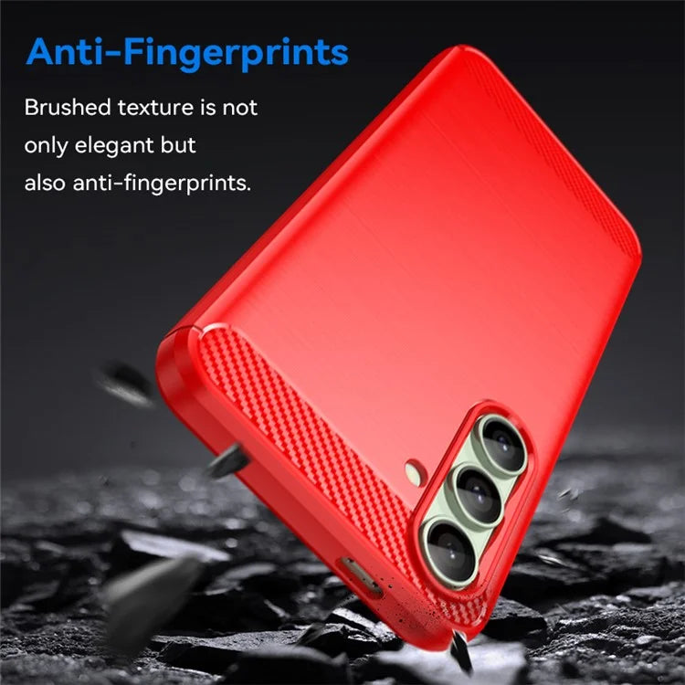 For Samsung Galaxy S24 FE Case Carbon Fiber Texture Brushed TPU Phone Cover