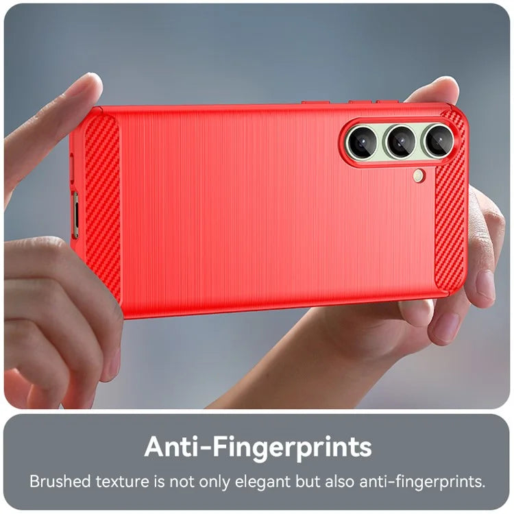 For Samsung Galaxy S24 FE Case Carbon Fiber Texture Brushed TPU Phone Cover
