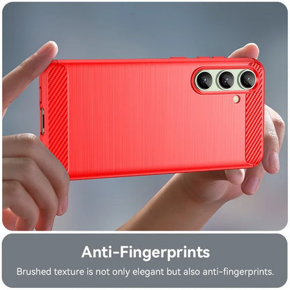 For Samsung Galaxy S24 FE Case Carbon Fiber Texture Brushed TPU Phone Cover