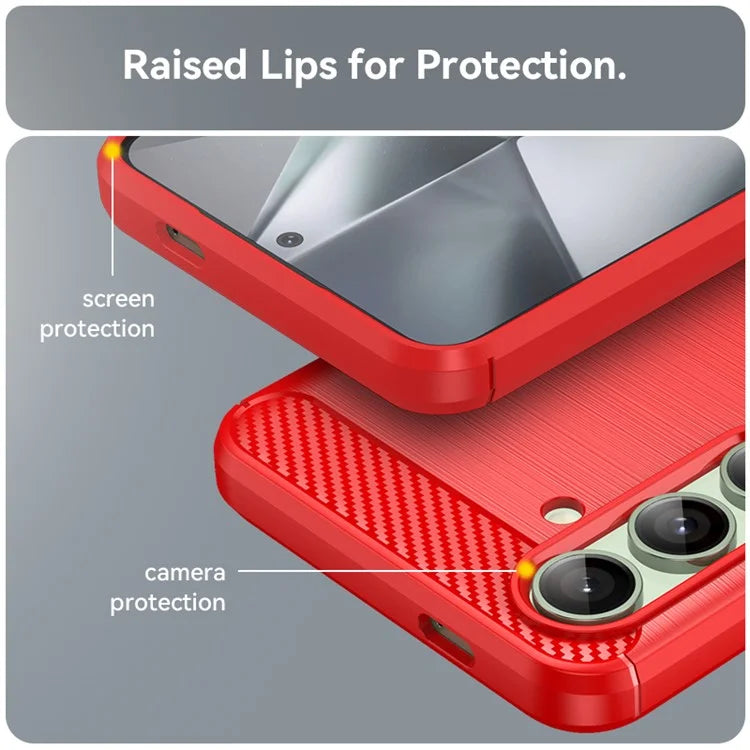 For Samsung Galaxy S24 FE Case Carbon Fiber Texture Brushed TPU Phone Cover