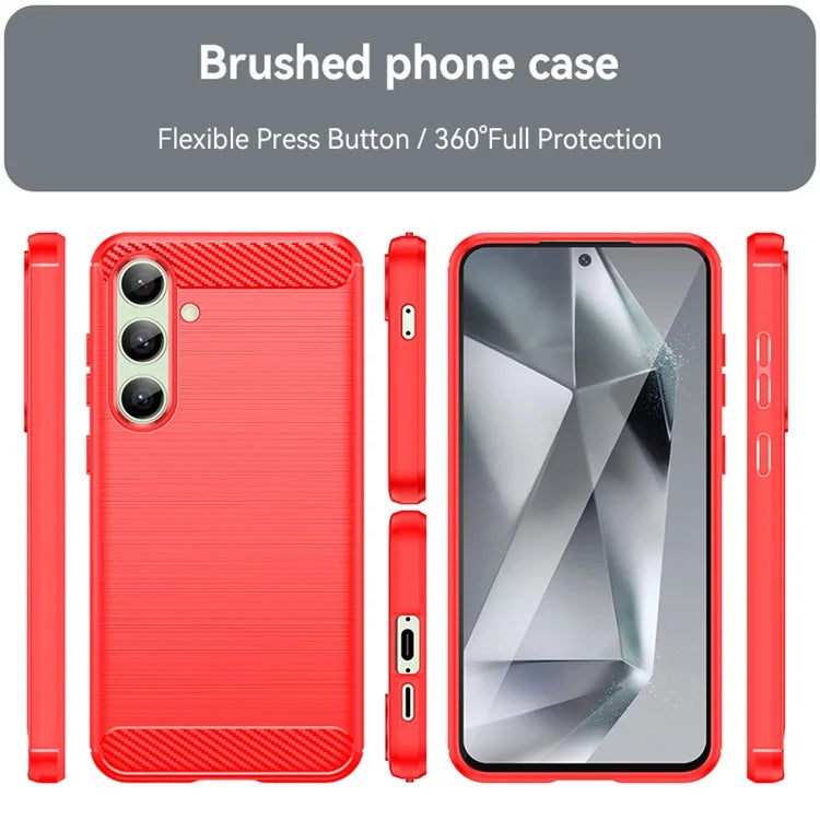 For Samsung Galaxy S24 FE Case Carbon Fiber Texture Brushed TPU Phone Cover