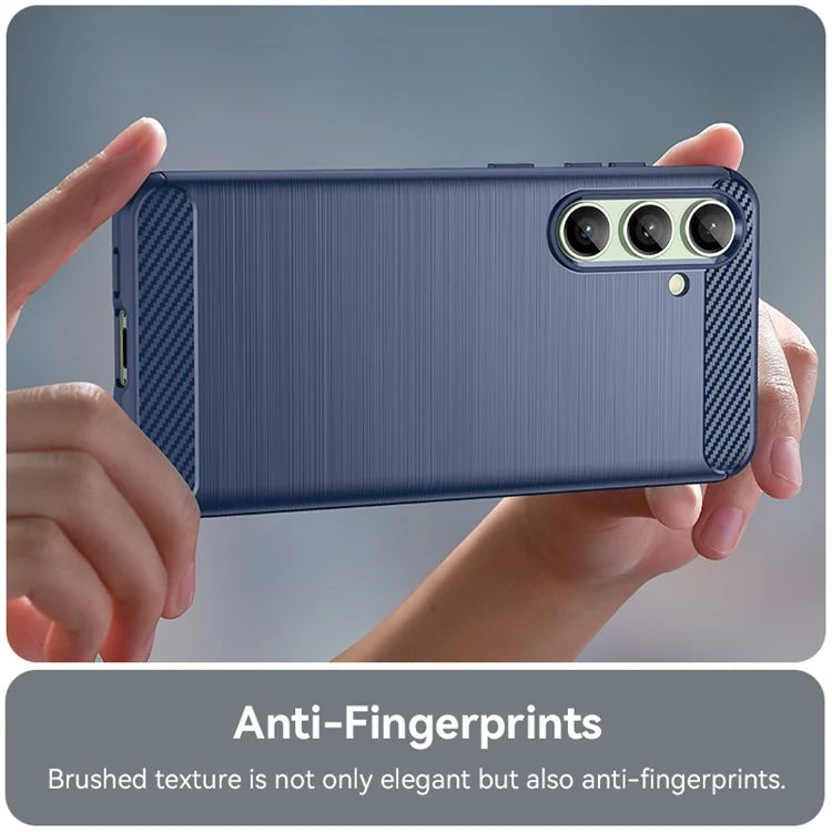 For Samsung Galaxy S24 FE Case Carbon Fiber Texture Brushed TPU Phone Cover