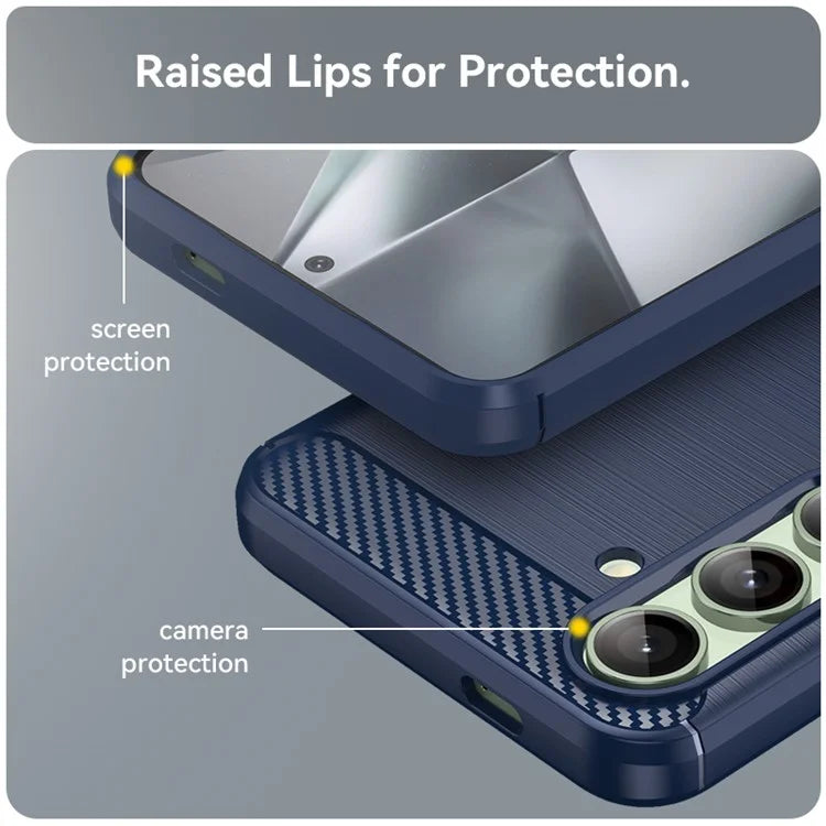 For Samsung Galaxy S24 FE Case Carbon Fiber Texture Brushed TPU Phone Cover