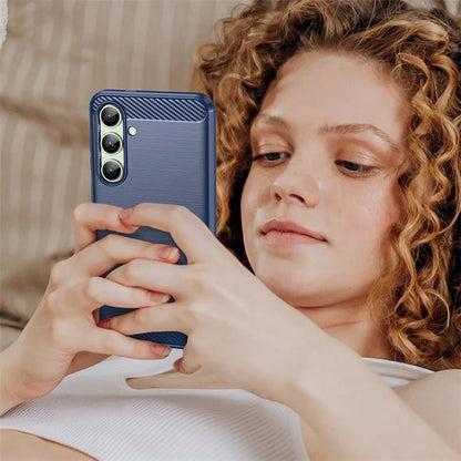 For Samsung Galaxy S24 FE Case Carbon Fiber Texture Brushed TPU Phone Cover
