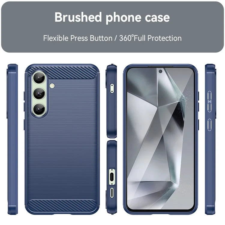 For Samsung Galaxy S24 FE Case Carbon Fiber Texture Brushed TPU Phone Cover