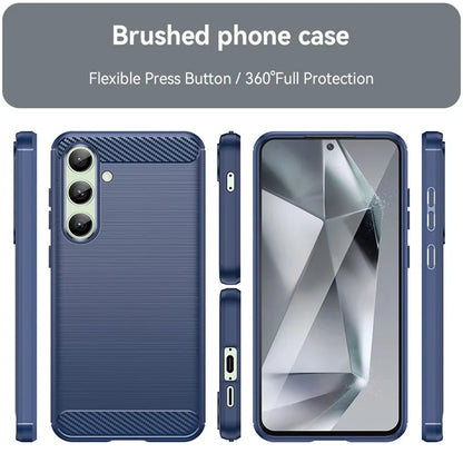 For Samsung Galaxy S24 FE Case Carbon Fiber Texture Brushed TPU Phone Cover