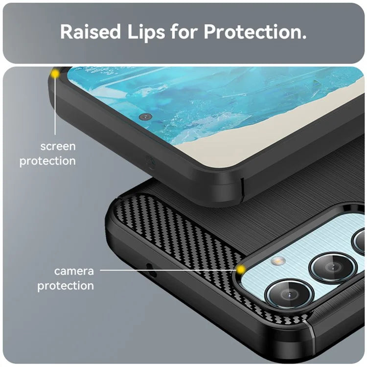 For Samsung Galaxy M35 5G Case Brushed TPU Phone Cover Carbon Fiber Texture