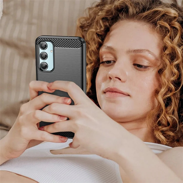 For Samsung Galaxy M35 5G Case Brushed TPU Phone Cover Carbon Fiber Texture