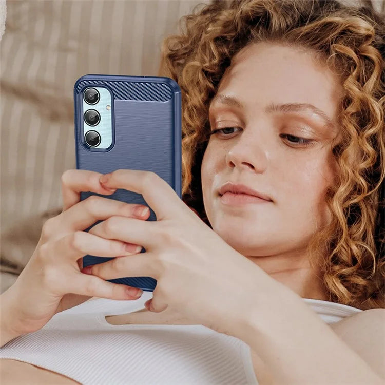 For Samsung Galaxy M35 5G Case Brushed TPU Phone Cover Carbon Fiber Texture
