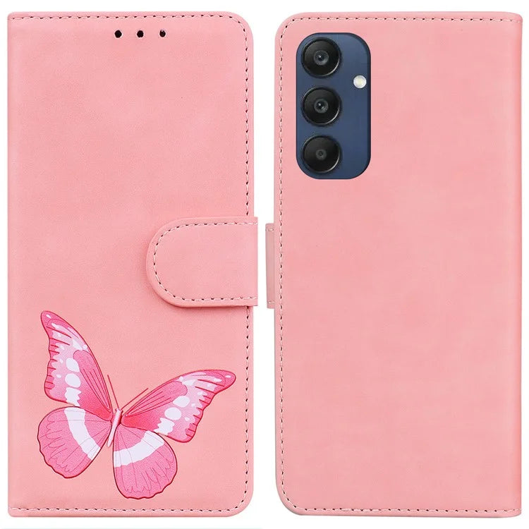 For Samsung Galaxy M35 5G Case PU Leather Stand Phone Cover Butterfly Printed