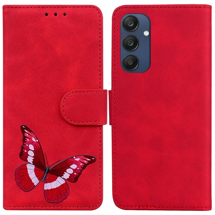 For Samsung Galaxy M35 5G Case PU Leather Stand Phone Cover Butterfly Printed