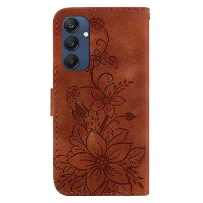 For Samsung Galaxy M35 5G Stand Case Lily Flower Imprint Leather Phone Cover